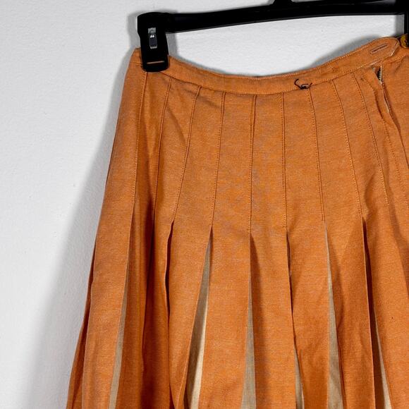 Vintage 1960s Wool Pleated Mini Skirt Century of Boston Salmon Pink Beige - Picture 12 of 16